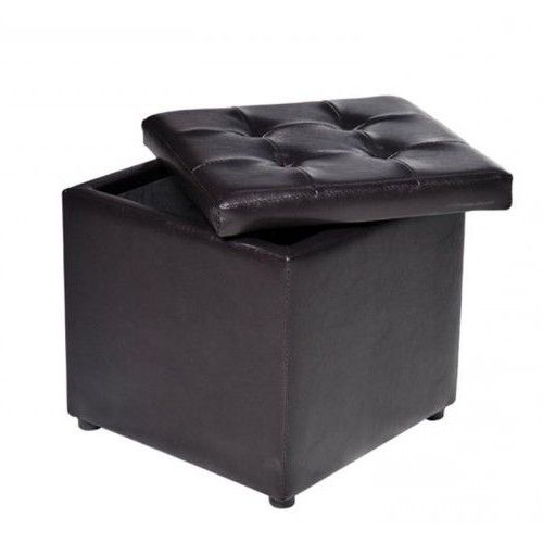 Trendy Homcom 16" Cube Faux Leather Tufted Ottoman Storage Footrest Seat For Black Faux Leather Column Tufted Ottomans (View 7 of 10)