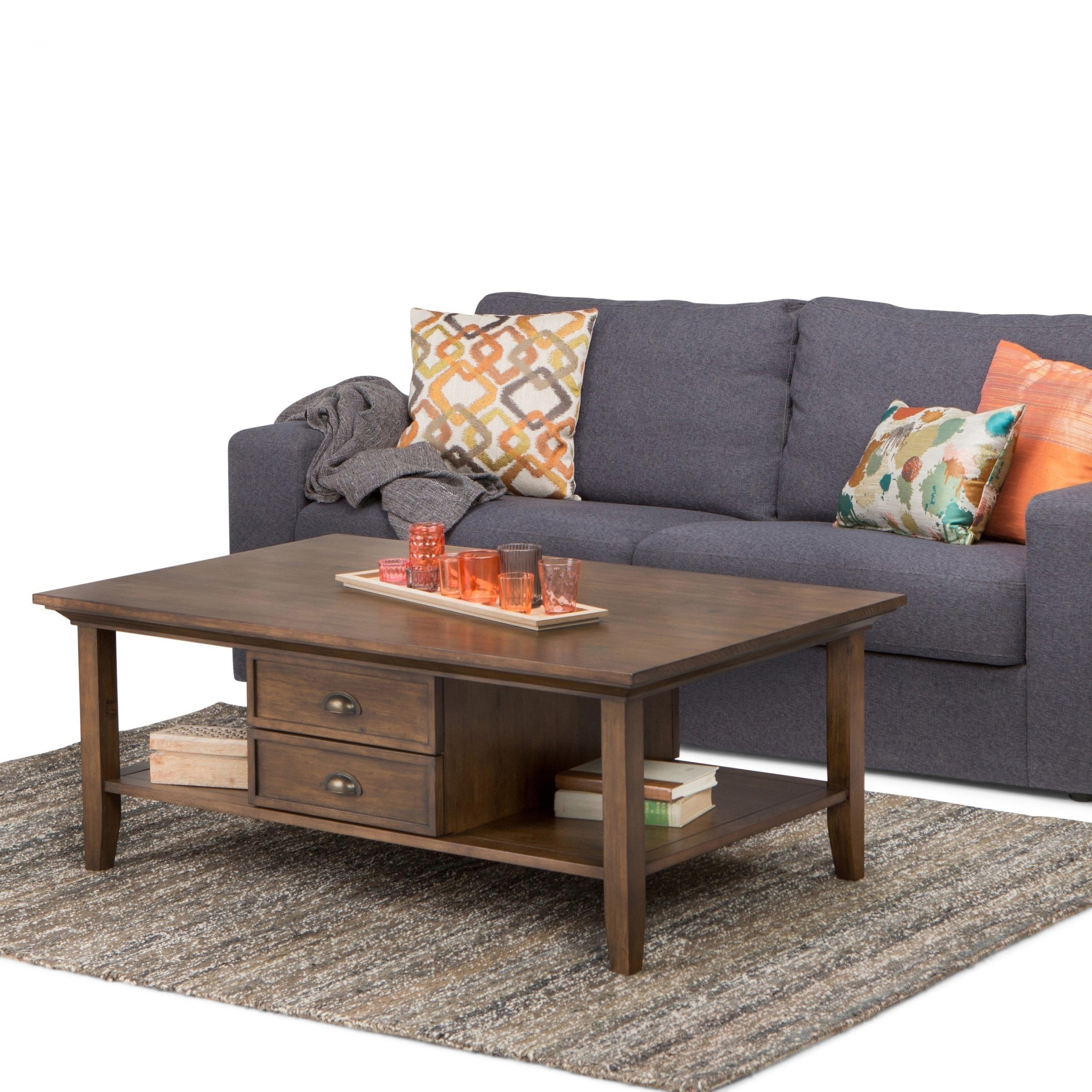 Trendy Natural Wood Coffee Tables Inside Wyndenhall Mansfield Solid Wood 48 Inch Wide Rectangle Rustic Coffee (View 6 of 10)