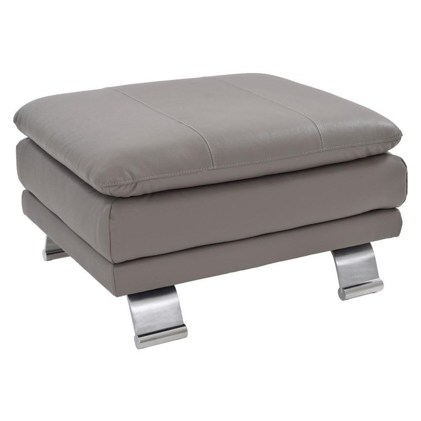 Trendy Rio Light Gray Leather Ottoman (View 7 of 10)