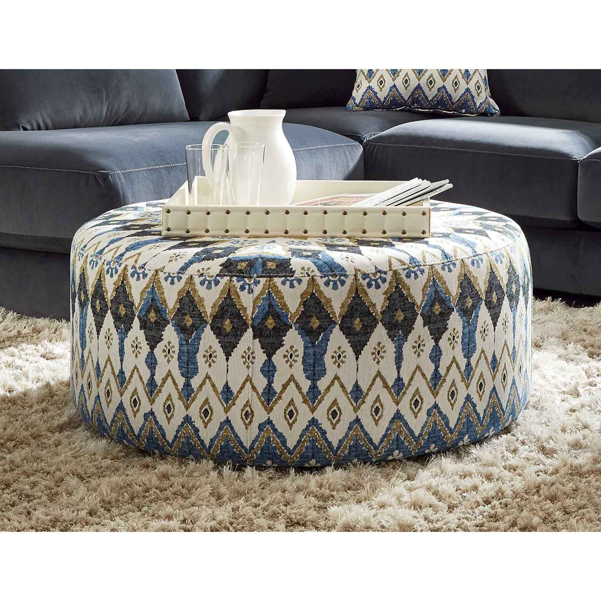 Trendy Round Pouf Ottomans With Regard To 77618 Round Ottoman – Franklin Corporation (View 6 of 10)