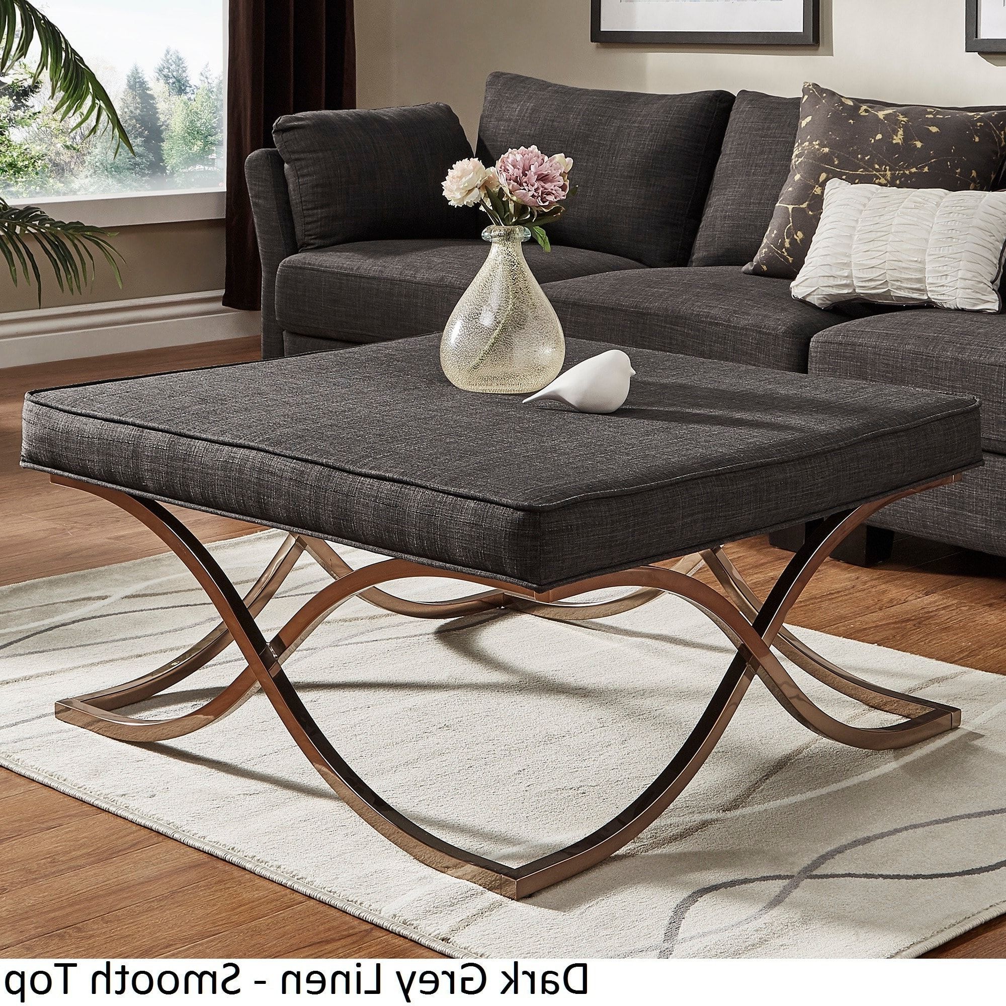 Trendy Solene X Base Square Ottoman Coffee Table – Champagne Goldinspire Q Regarding Gray And Gold Coffee Tables (View 3 of 10)
