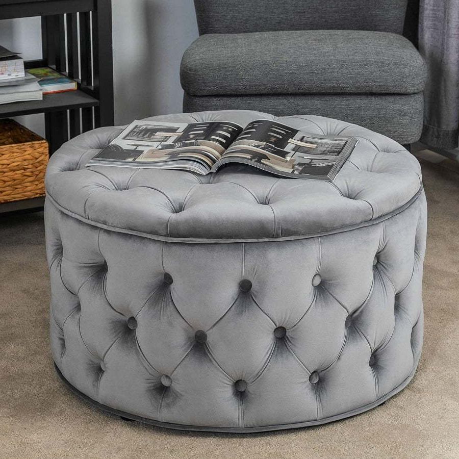 Trendy The Top 10 Best Tufted Ottomans Of 2021 For Beige And White Tall Cylinder Pouf Ottomans (View 5 of 10)