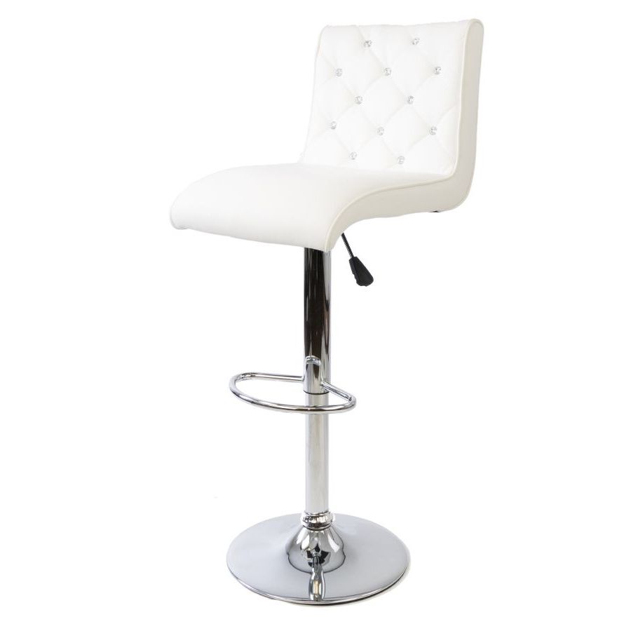 Trendy White And Clear Acrylic Tufted Vanity Stools Throughout Elizabeth Crystal Tufted Vanity Stool – Impressions Vanity Co (View 2 of 10)