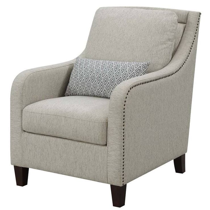 True Innovations Sydney Grey Fabric Accent Chair With Accent Pillow Throughout Trendy Gray Chenille Fabric Accent Stools (View 4 of 10)