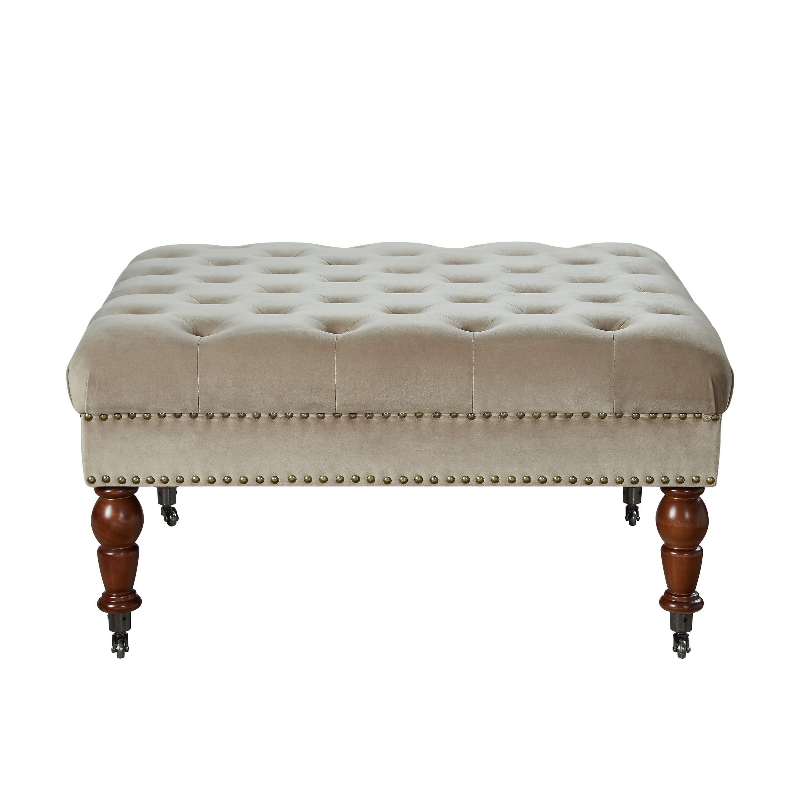 Tufted Ottoman Inside 2020 Caramel Leather And Bronze Steel Tufted Square Ottomans (View 8 of 10)