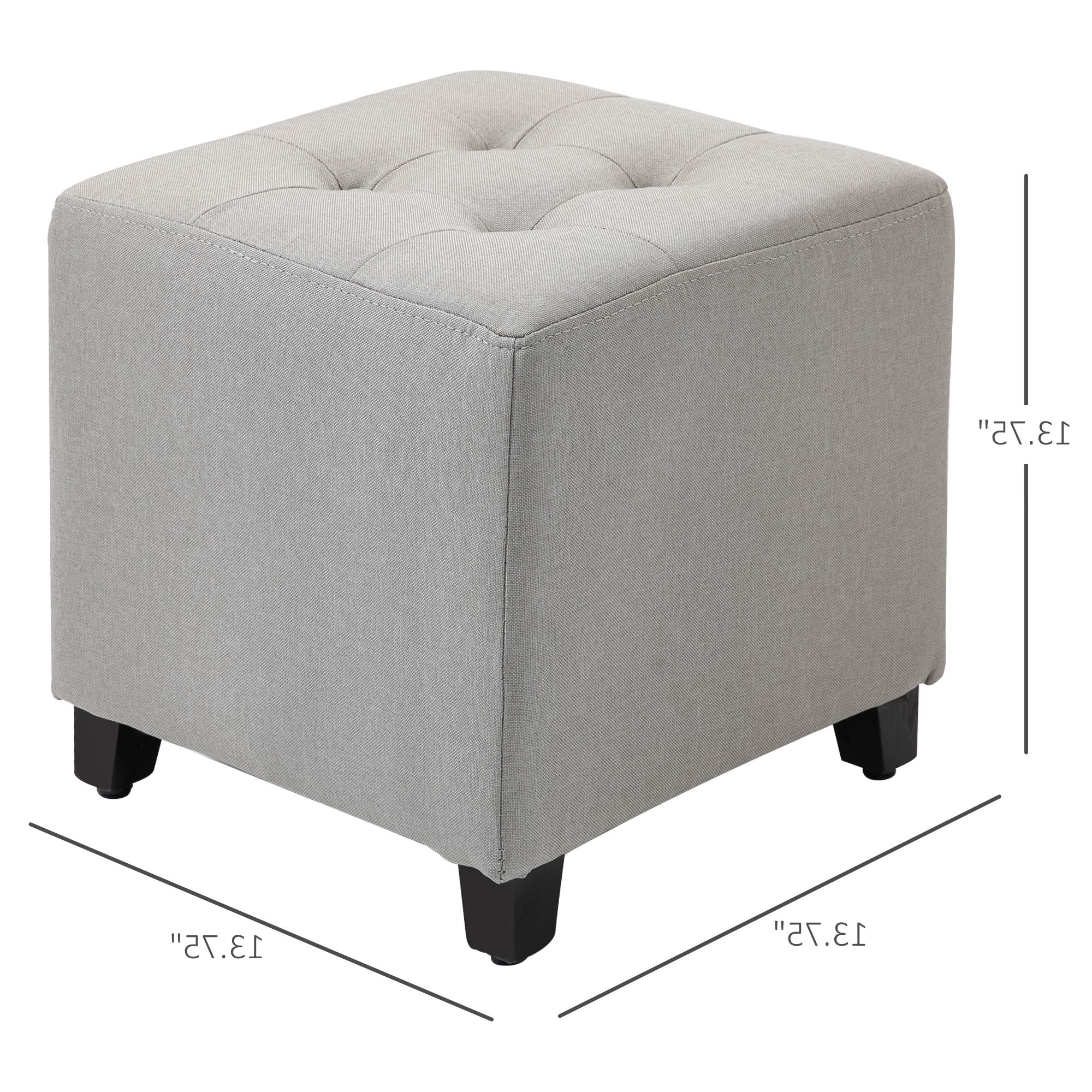Tufted Ottoman Linen Touch Fabric Upholstered Footstool Footrest Coffee For Current Linen Fabric Tufted Surfboard Ottomans (View 8 of 10)