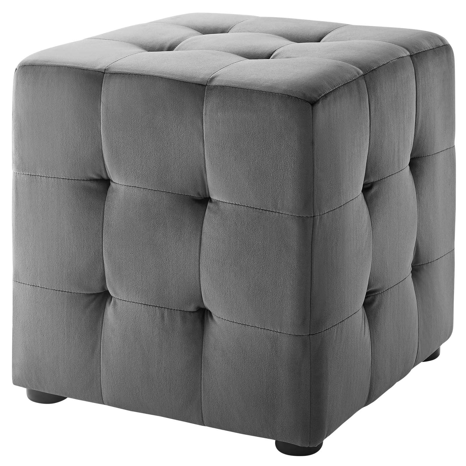 Twill Square Cube Ottomans In Popular Contour Tufted Cube Performance Velvet Ottoman Light Blue (View 7 of 10)