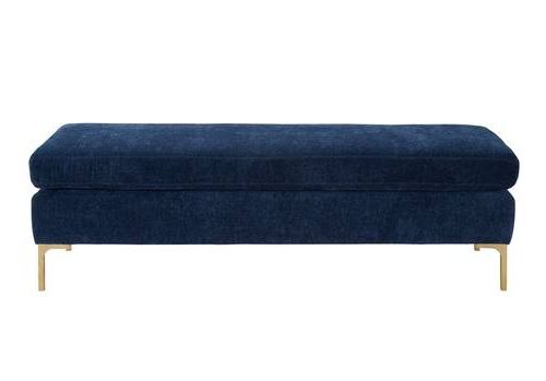 Upholstered With Regard To Most Current Navy Velvet Fabric Benches (View 8 of 10)