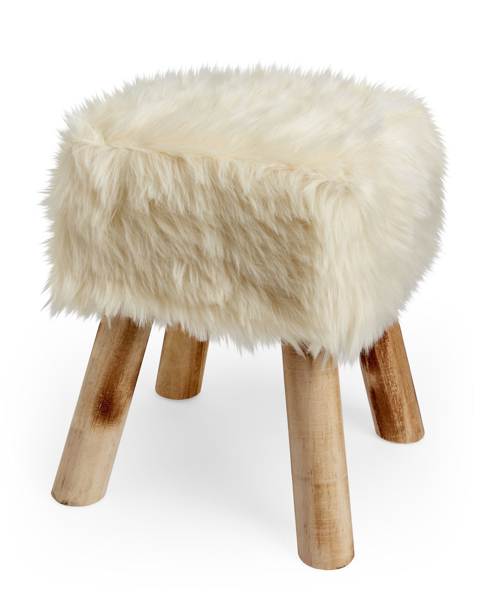 Urban Shop, Ottoman, Faux Fur Pertaining To Latest White Faux Fur And Gold Metal Ottomans (View 5 of 10)
