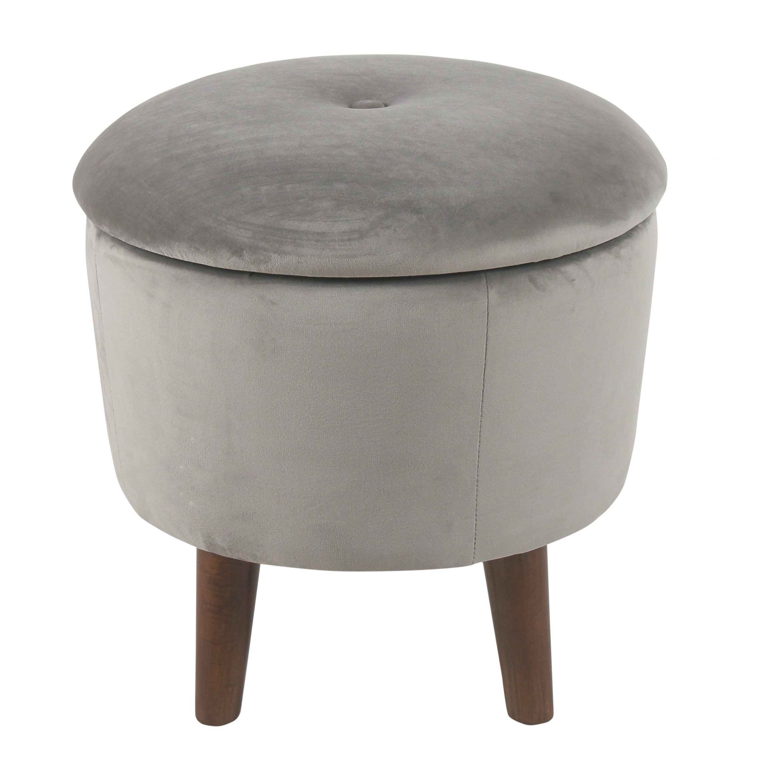 Velvet Ribbed Fabric Round Storage Ottomans Inside Most Recent Homepop Modern Round Velvet Tufted Storage Ottoman, Multiple Colors (View 3 of 10)