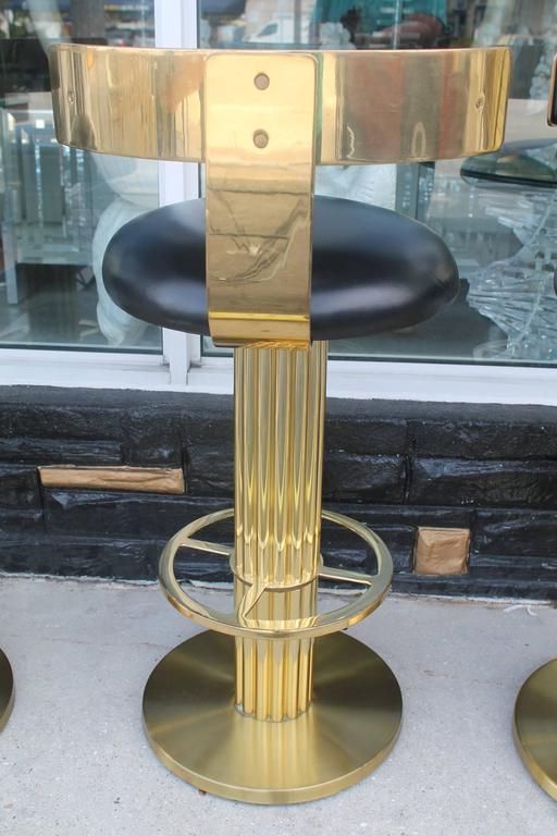 Vintage Set Four Swivel Brass Excalibur Barstools Bar Stools Design For Inside 2019 Espresso Antique Brass Stools (View 8 of 10)