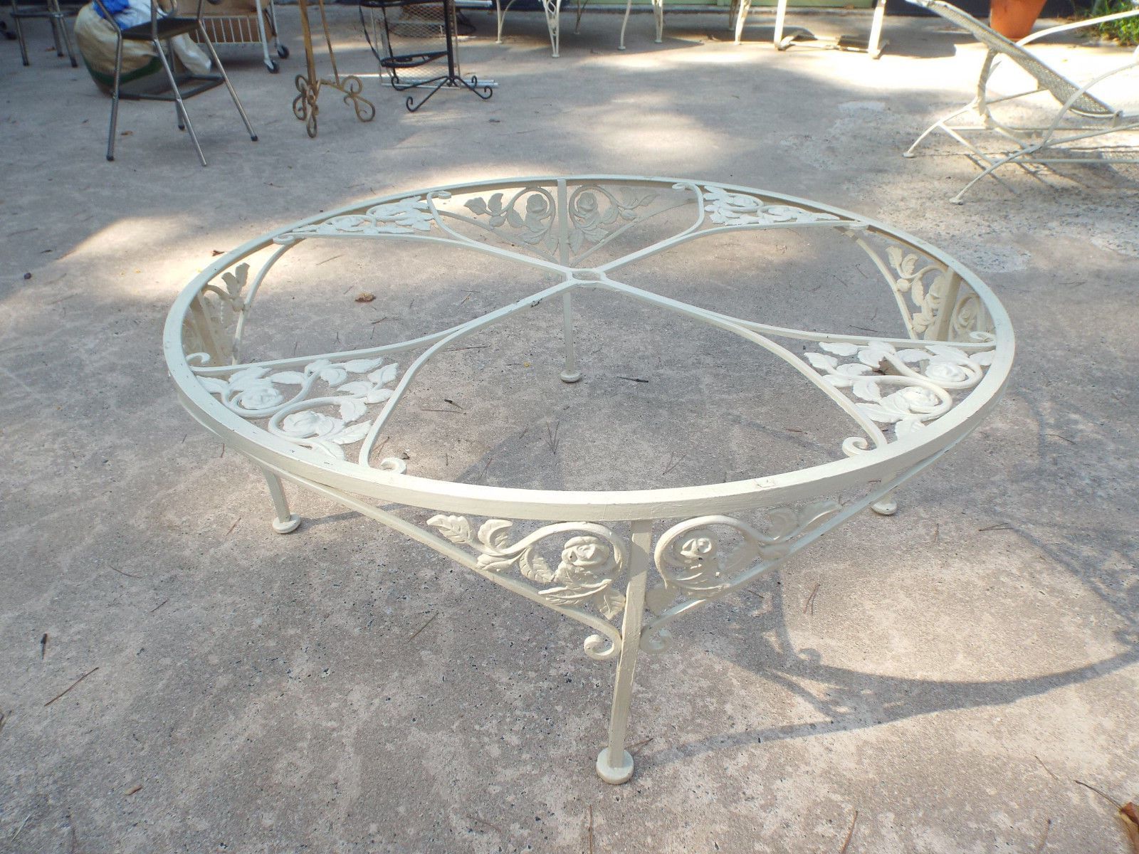 Vintage Wrought Iron Patio, Round Coffee Table (View 5 of 10)