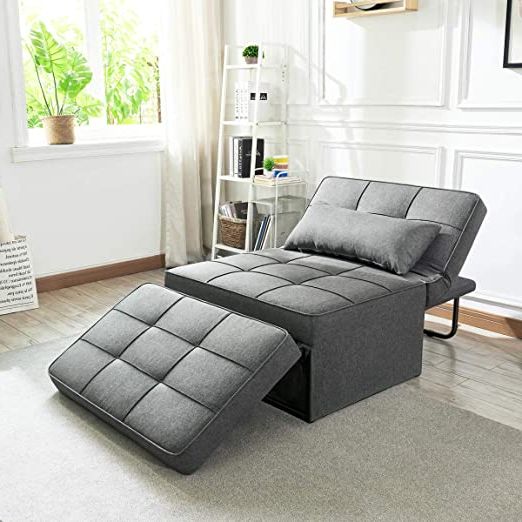 Vonanda Sofa Bed, Convertible Chair 4 In 1 Multi Function Folding In Current Light Gray Fold Out Sleeper Ottomans (View 3 of 10)