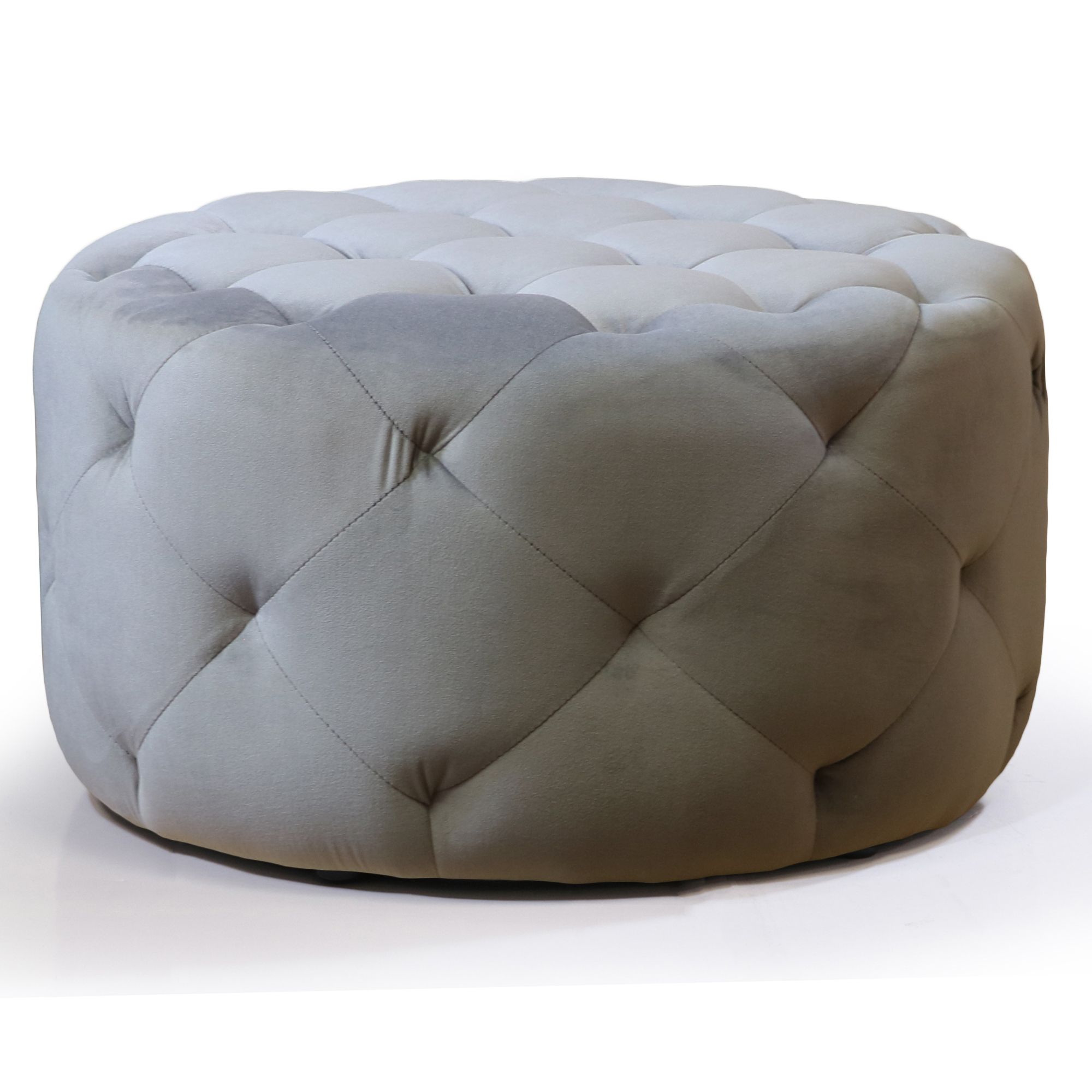 Warehouse Of Tiffany Meerna 24 Inch Round Tufted Padded Ottoman With Regard To Current Textured Aqua Round Pouf Ottomans (View 7 of 10)