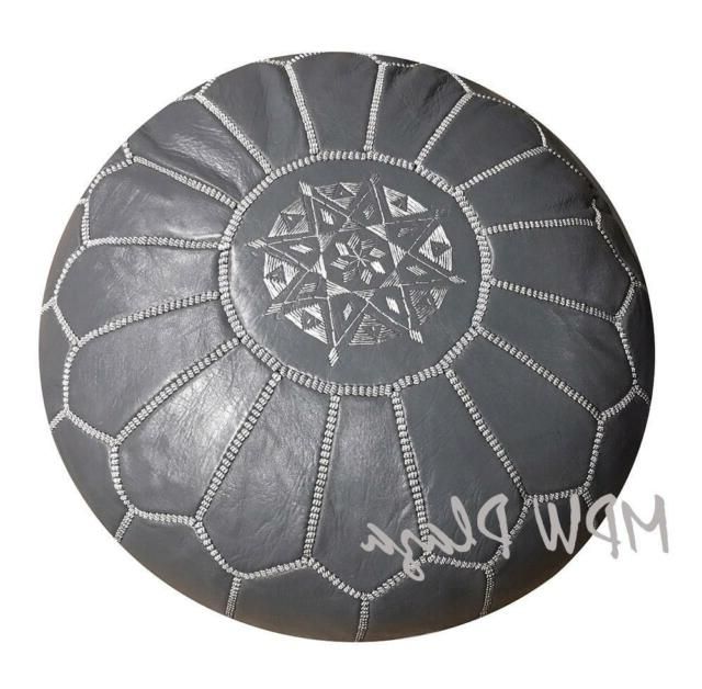 Weathered Silver Leather Hide Pouf Ottomans Inside Current Mpw Plaza Pouf, Dark Grey, Moroccan Leather Ottoman (stuffed) (View 3 of 10)