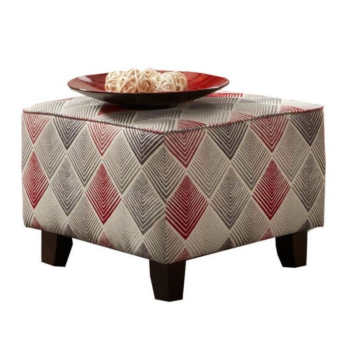 Well Known A Diamond/geometric Pattern In Gray And Red Add Some Energy On A Handy Within Brushed Geometric Pattern Ottomans (View 5 of 10)