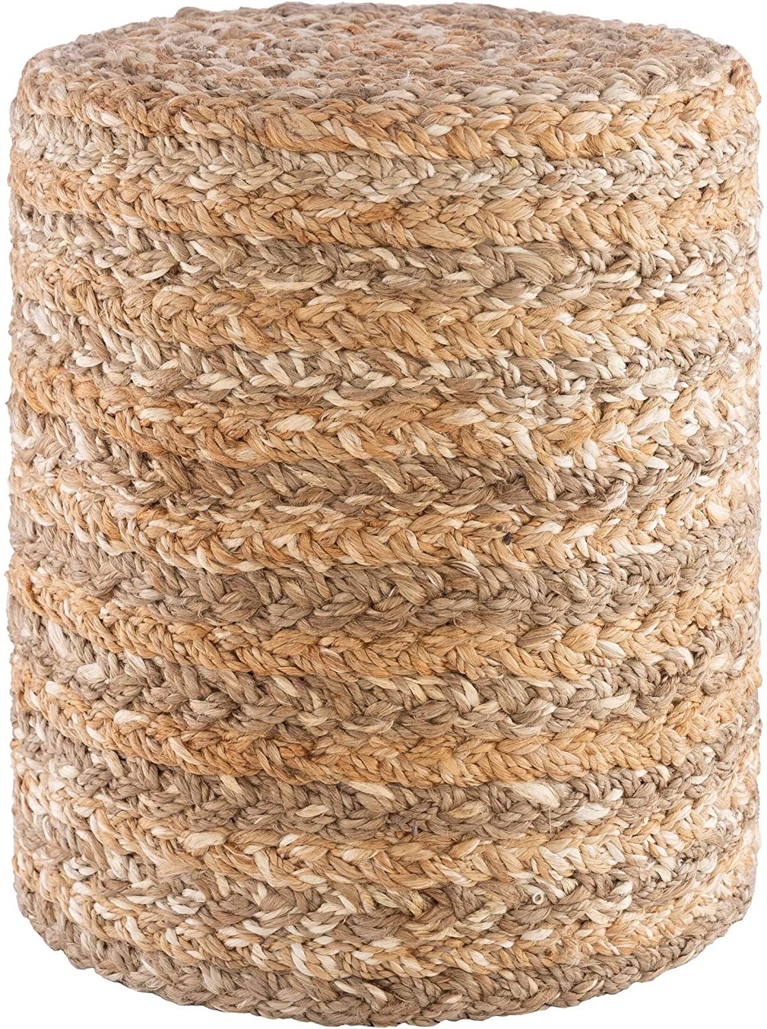 Well Known Amazon: Farmhouse Jute 16 Inch Cylinder Pouf Beige Khaki Textured Throughout Textured Tan Cylinder Pouf Ottomans (View 3 of 10)