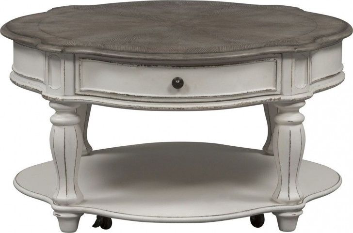 Well Known Antique Cocktail Tables In Magnolia Manor Antique White Round Cocktail Table From Liberty (View 9 of 10)