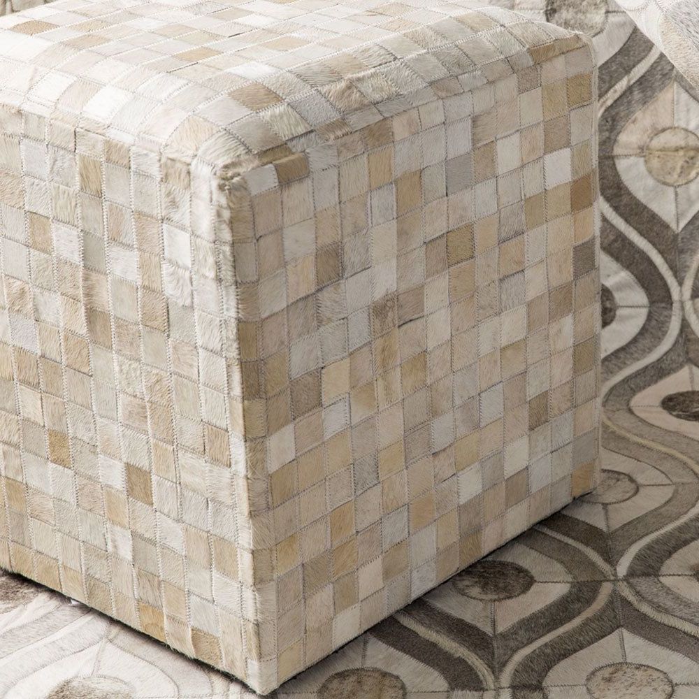 Well Known Beige Solid Cuboid Pouf Ottomans Inside Cubist Hide Pouf (View 4 of 10)