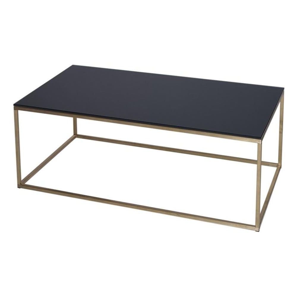 Well Known Black And Gold Coffee Tables Within Buy Black Glass And Metal Rectangular Coffee Table From Fusion Living (View 9 of 10)