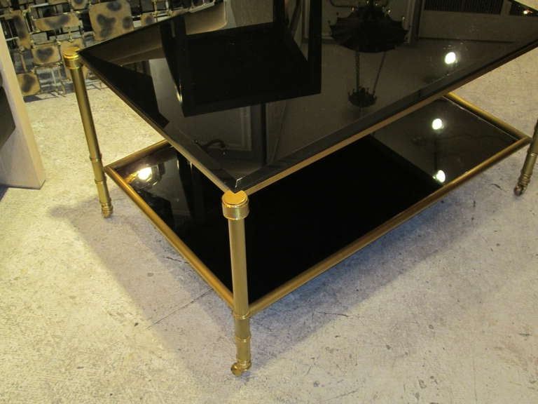 Well Known Brass Smoked Glass Cocktail Tables Intended For A Pair Of Two Tiered Smoked Glass And Brass Coffee Table On Castors At (View 10 of 10)