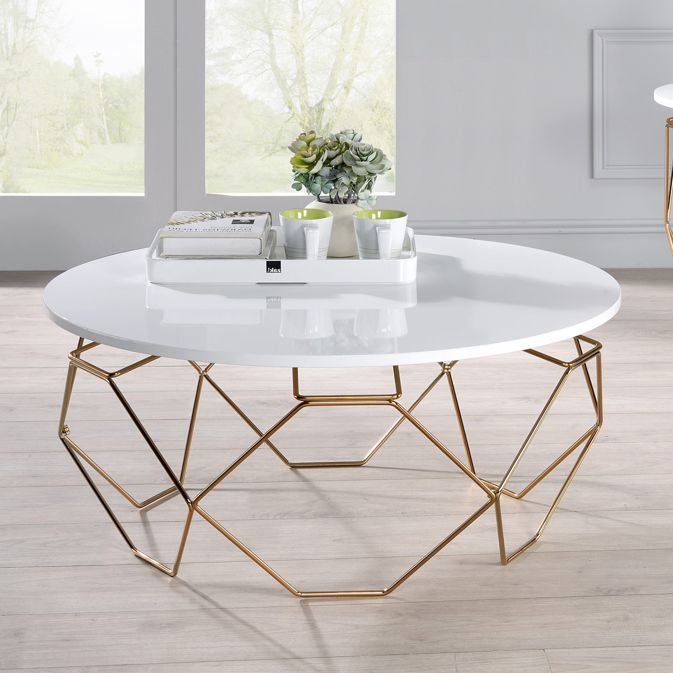 Well Known Gold Coffee Tables Intended For Furniture Of America Glaser Contemporary Coffee Table, White And Gold (View 1 of 10)