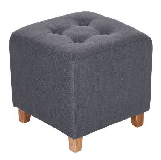 Well Known Light Blue And Gray Solid Cube Pouf Ottomans In Button Footstool Pouffe Light Dark Grey Vintage Cube Ottomans Cotton (View 1 of 10)