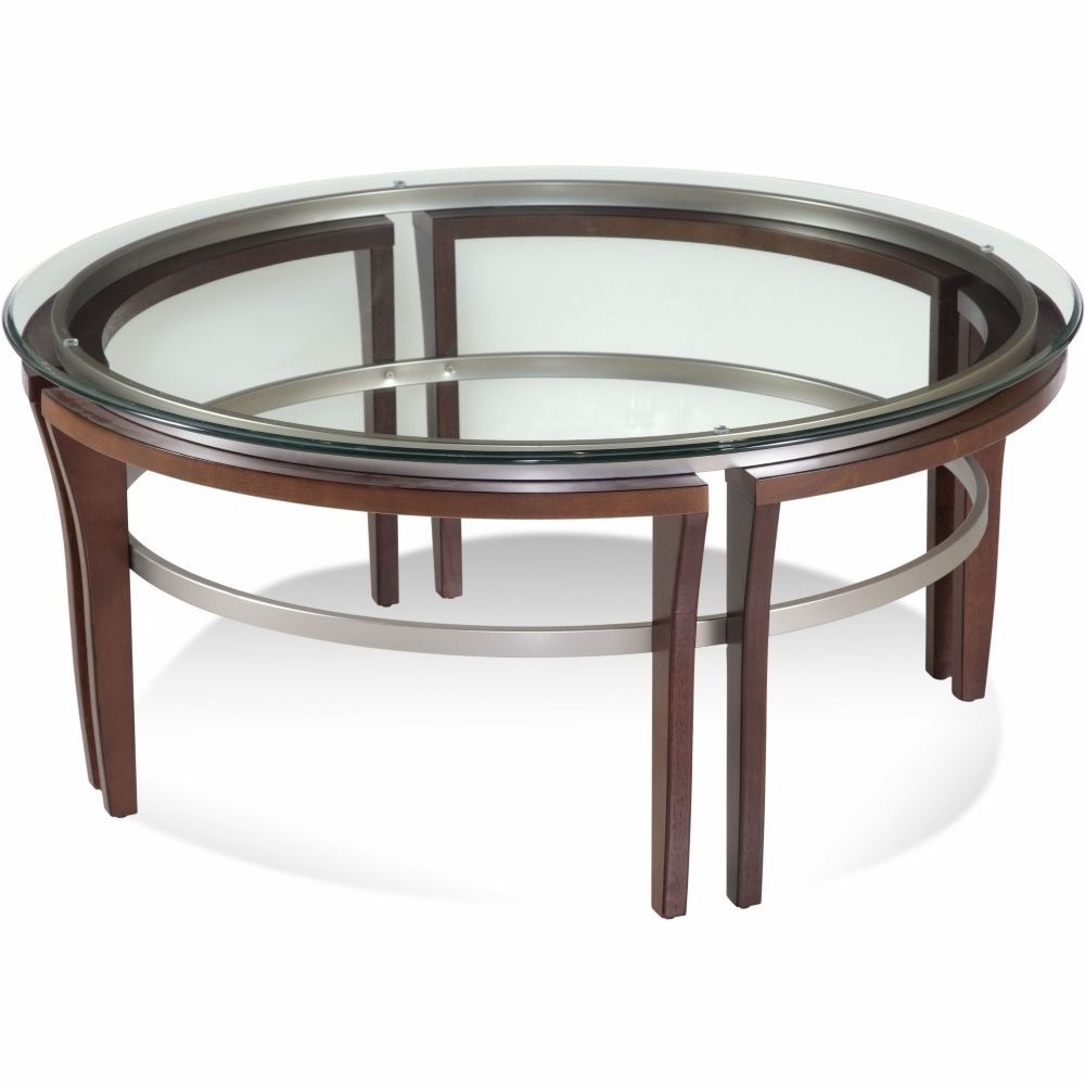 Well Known Mirrored And Silver Cocktail Tables Intended For Bassett Mirror – Fusion Round Cocktail Table – 8116 120 911ec (View 3 of 10)