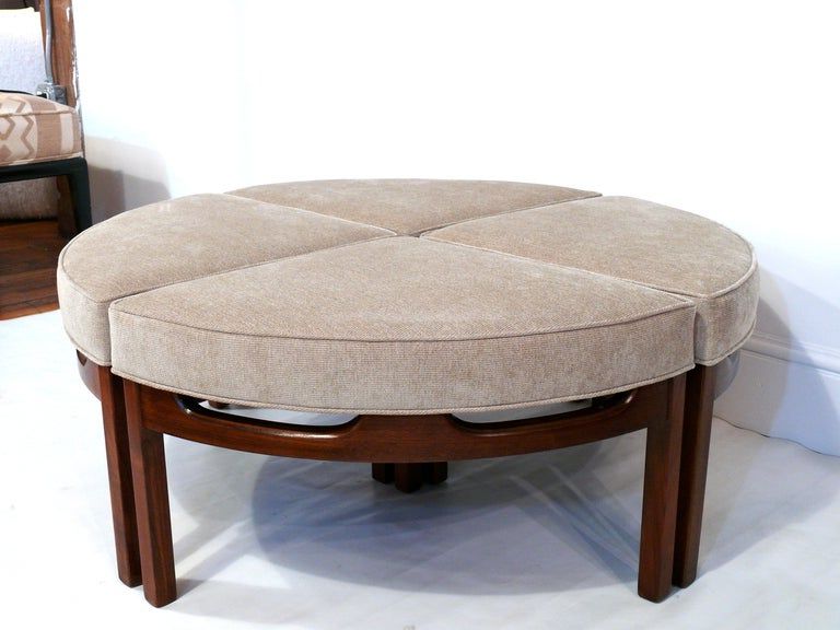 Well Known Natural Solid Cylinder Pouf Ottomans Intended For Mid Century Upholstered Sectional Ottoman/cocktail Table At 1stdibs (View 8 of 10)