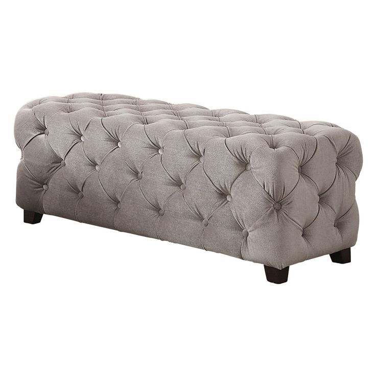 Well Known !nspire Gray Velvet Button Tufted Bench – 402 952gy (View 1 of 10)