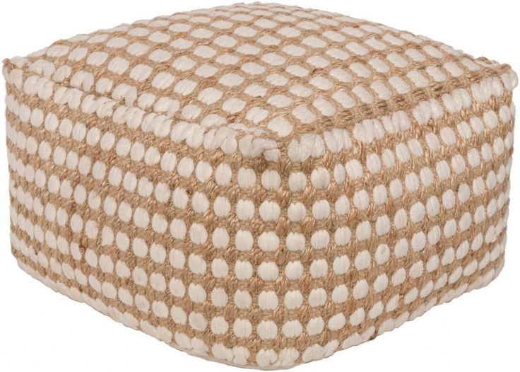Well Known Oak Cove Jute Pouf In White And Khaki Color In  (View 1 of 10)