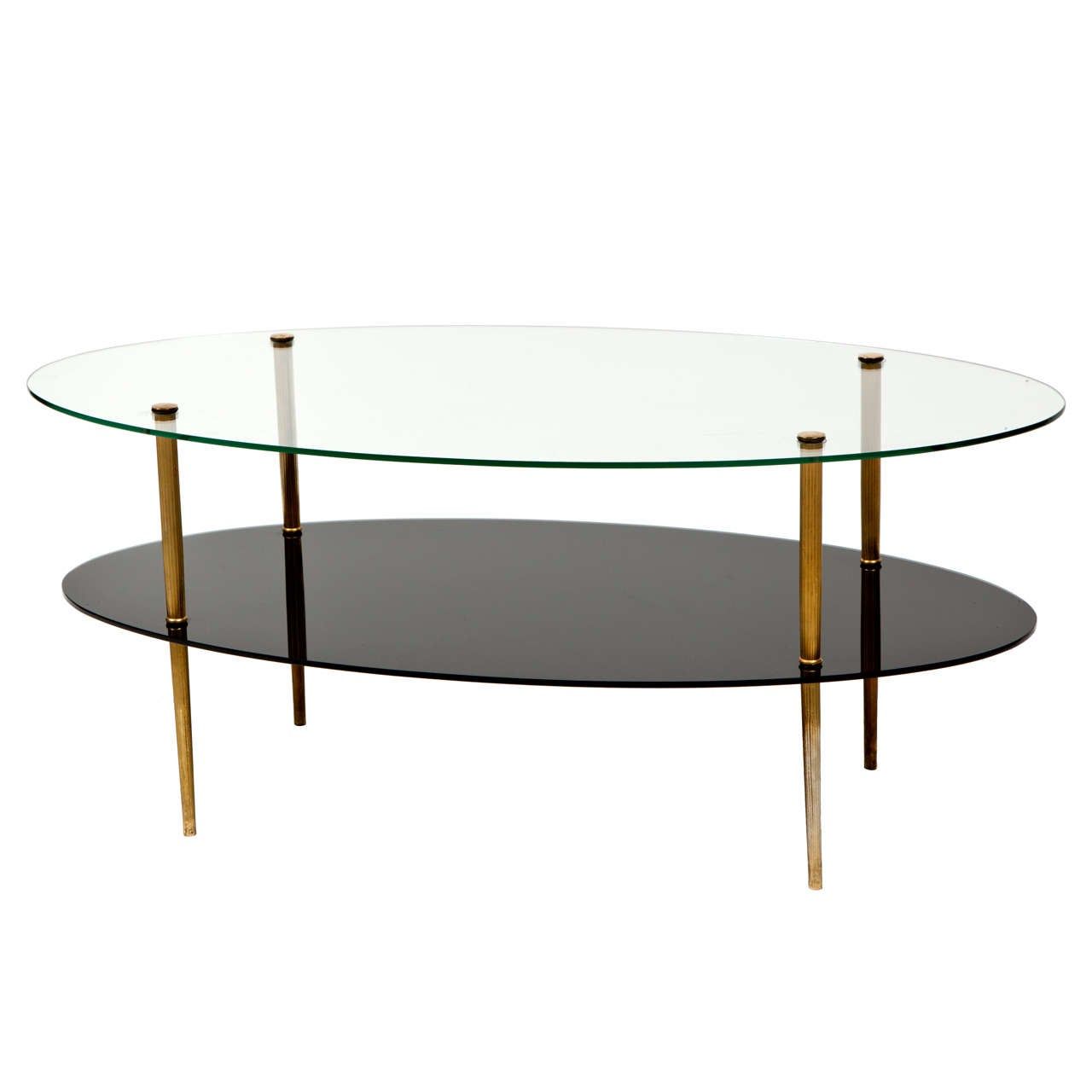 Well Known Oval Glass Two Tier Coffee Table At 1stdibs Throughout Glass And Pewter Oval Coffee Tables (View 3 of 10)