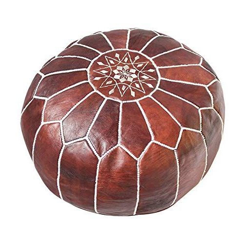 Well Known Premium Handmade Dark Brown Tobacco Poufs Moroccan Leathe Https Within Brown Moroccan Inspired Pouf Ottomans (View 10 of 10)