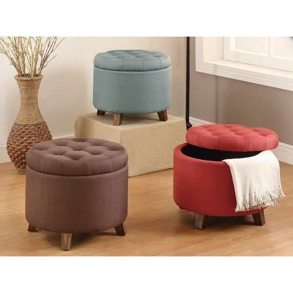 Well Known Shop 20 Inch Tufted Top Upholstered Round Storage Ottoman – Overstock With Fabric Tufted Round Storage Ottomans (View 8 of 10)