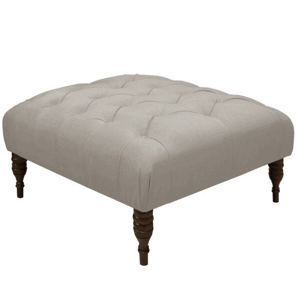 Well Known Skyline Furniture Tufted Cocktail Ottoman In Velvet Light Grey Throughout Silver Chevron Velvet Fabric Ottomans (View 7 of 10)