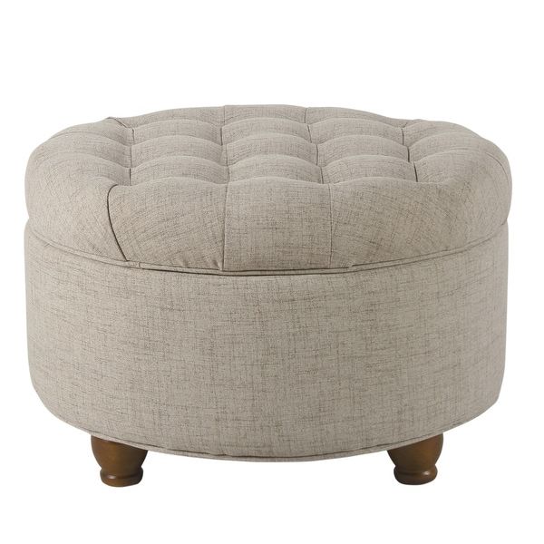 Well Known Snow Tufted Fabric Ottomans With Regard To Shop Fabric Upholstered Wooden Ottoman With Tufted Lift Off Lid Storage (View 5 of 10)