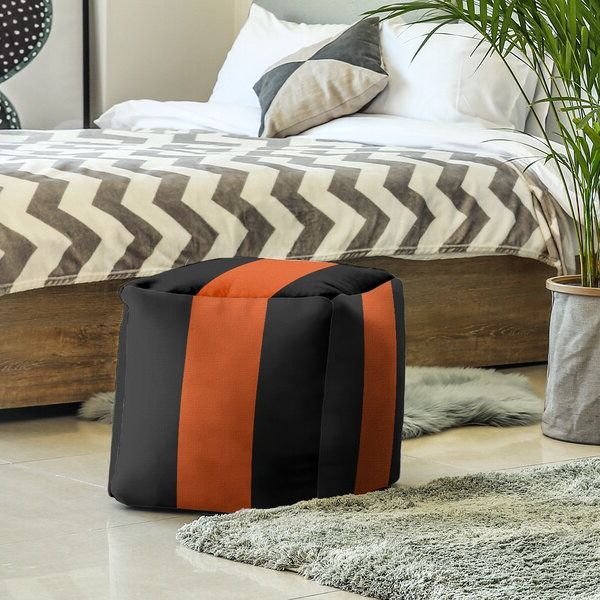Well Known Stripe Black And White Square Cube Ottomans Throughout East Urban Home 13'' Wide Square Striped Cube Ottoman With Storage (View 2 of 10)