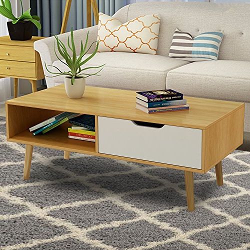 Well Liked 2 Shelf Coffee Tables Within Dl Furniture  Luxury Wood Coffee Table With 4 Strong Support Legs,  (View 3 of 10)