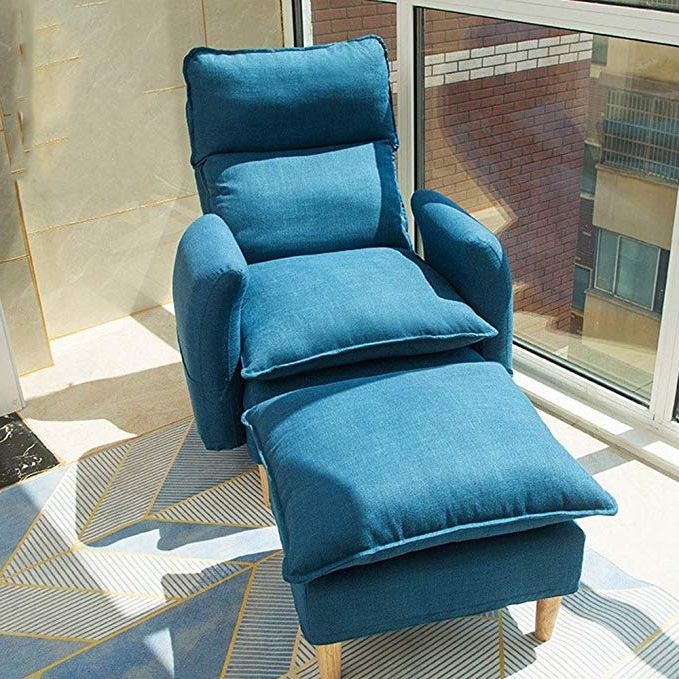 Well Liked Blue Fabric Lounge Chair And Ottomans Set Regarding Amazon: Lazy Sofa Chair For Living Room,bedroom,club,office Modern (View 4 of 10)
