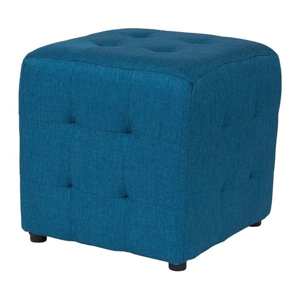 Well Liked Blue Fabric Tufted Surfboard Ottomans Inside Shop Offex Avendale Tufted Upholstered Ottoman Pouf In Blue Fabric (View 6 of 10)