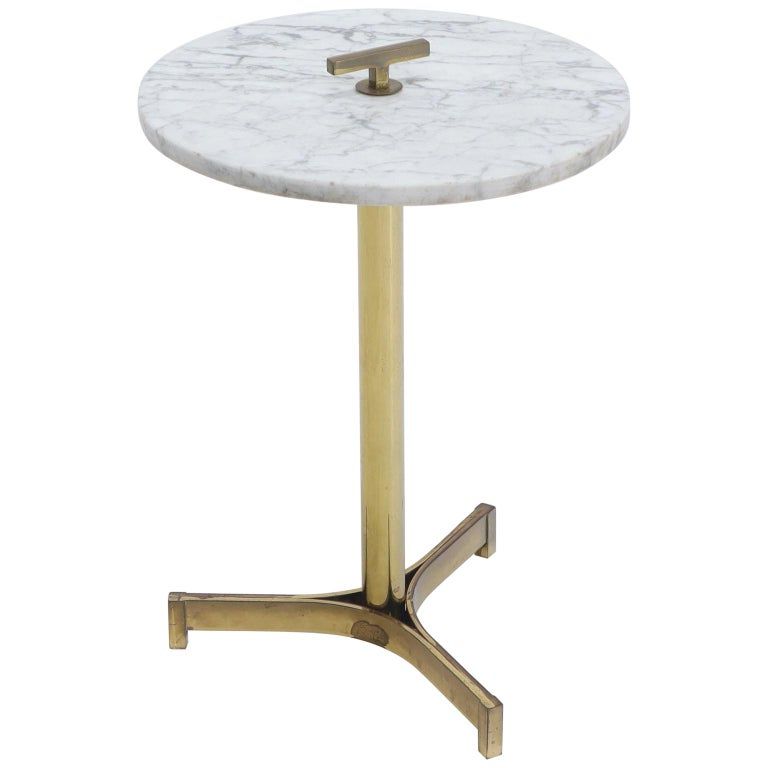 Well Liked Coffee Tables With Tripod Legs Throughout Round Marble Top Tripod Brass Base Legs Occasional Butler Side Table (View 9 of 10)