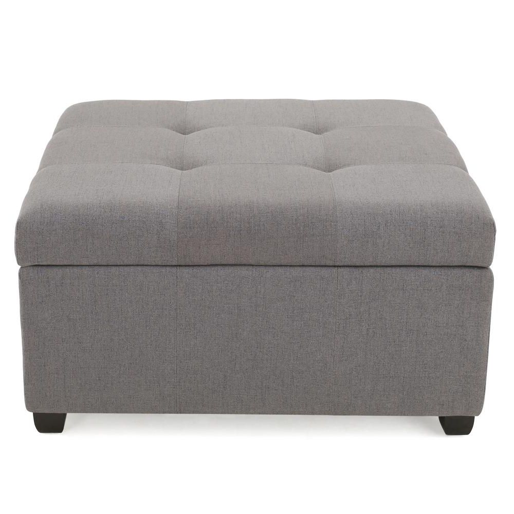 Well Liked Gray Fabric Oval Ottomans With Regard To Noble House Carlsbad Dark Grey Fabric Storage Ottoman 299433 – The Home (View 10 of 10)
