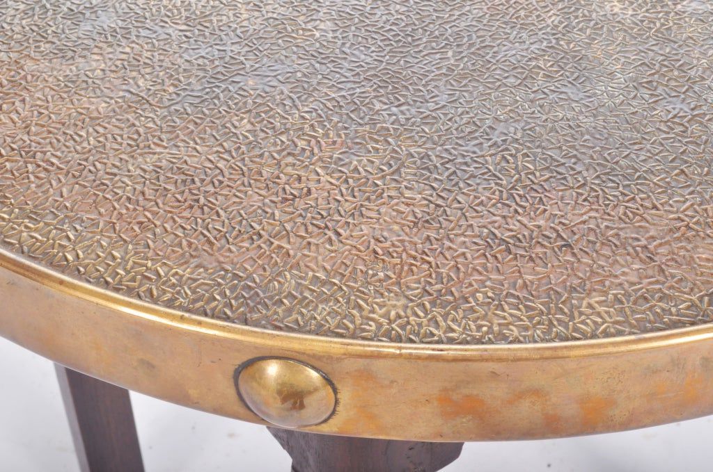 Well Liked Hammered Antique Brass Modern Cocktail Tables Within Round Side Table With Hammered Brass Top At 1stdibs (View 8 of 10)