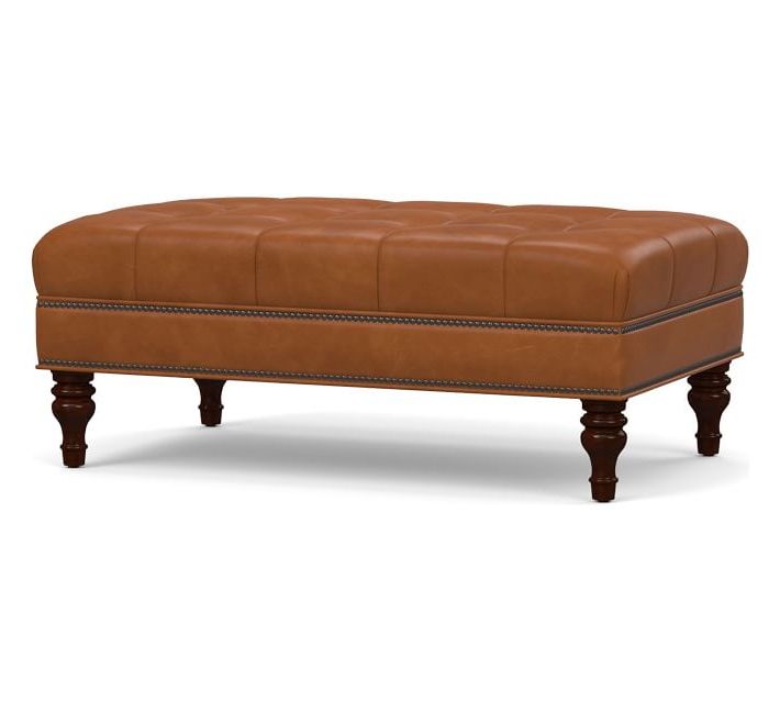 Well Liked Martin Tufted Leather Ottoman, Vintage Caramel (View 1 of 10)