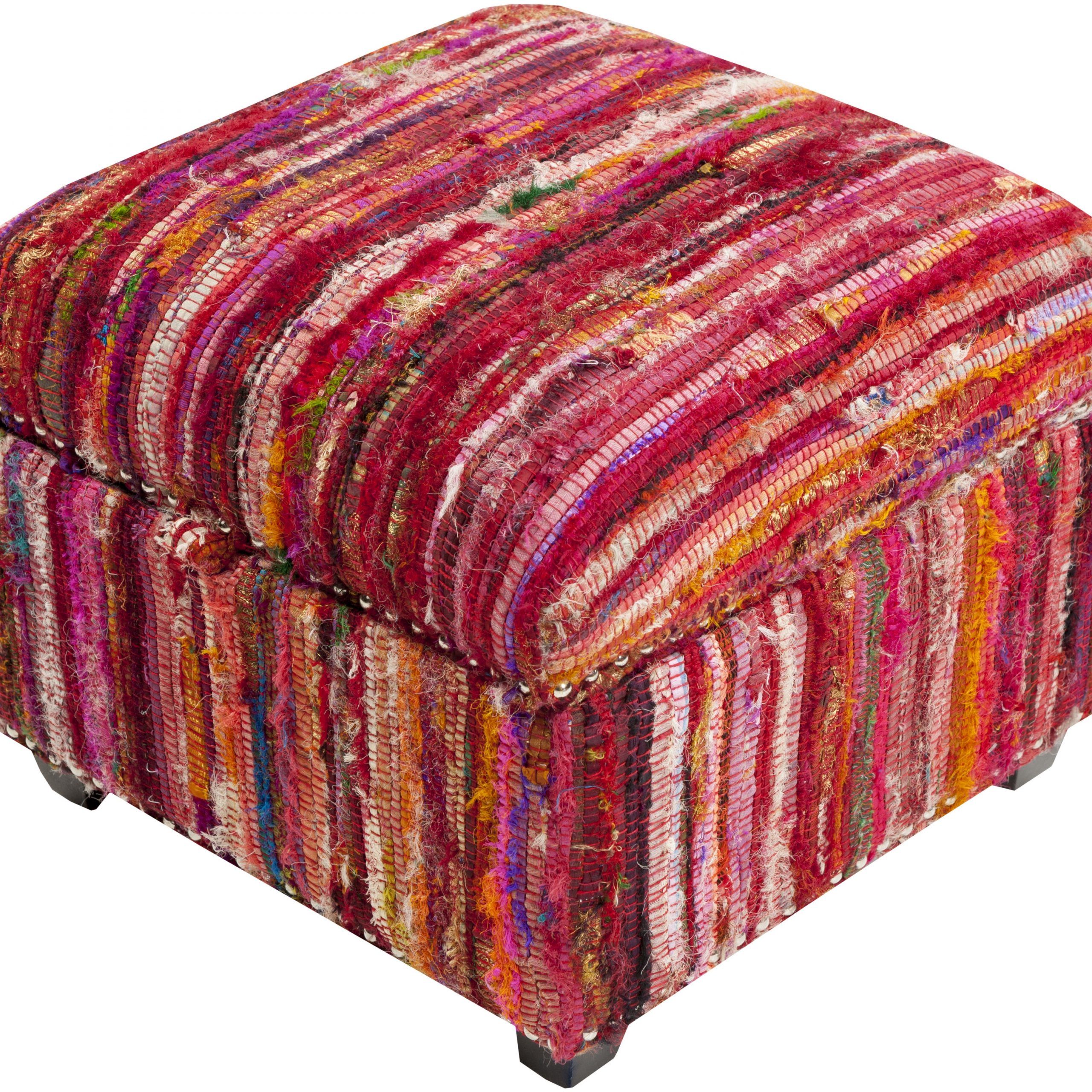 Well Liked Pink Fabric Banded Ottomans Pertaining To Saturday Night Contemporary Magenta Pink Carnation Wood Fabric Ottoman (View 10 of 10)
