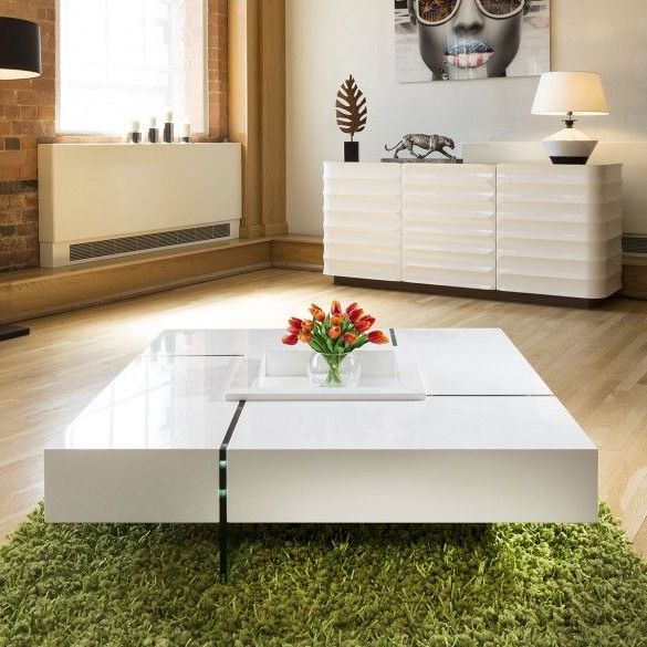 Well Liked Quatropi Modern Large White Gloss Coffee Table 1194mm Square 30cm High For Large Modern Coffee Tables (View 5 of 10)