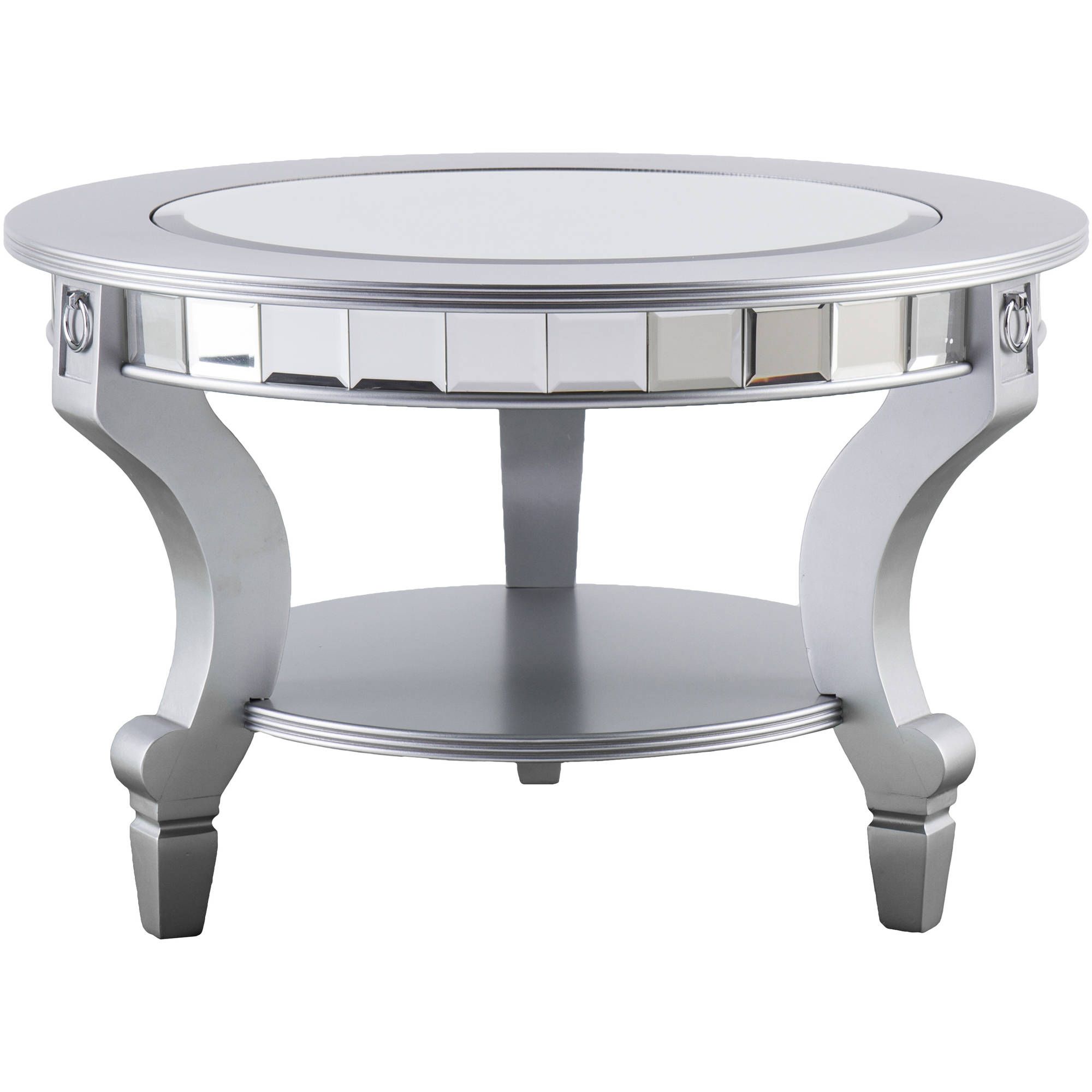 Well Liked Round Coffee Tables Within Elegant Round Glam Mirrored Mosaic Coffee Table Cocktail Table, Matte (View 7 of 10)