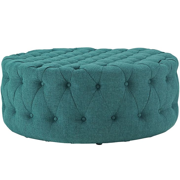 Well Liked Round Tufted Fabric Ottoman (View 3 of 10)