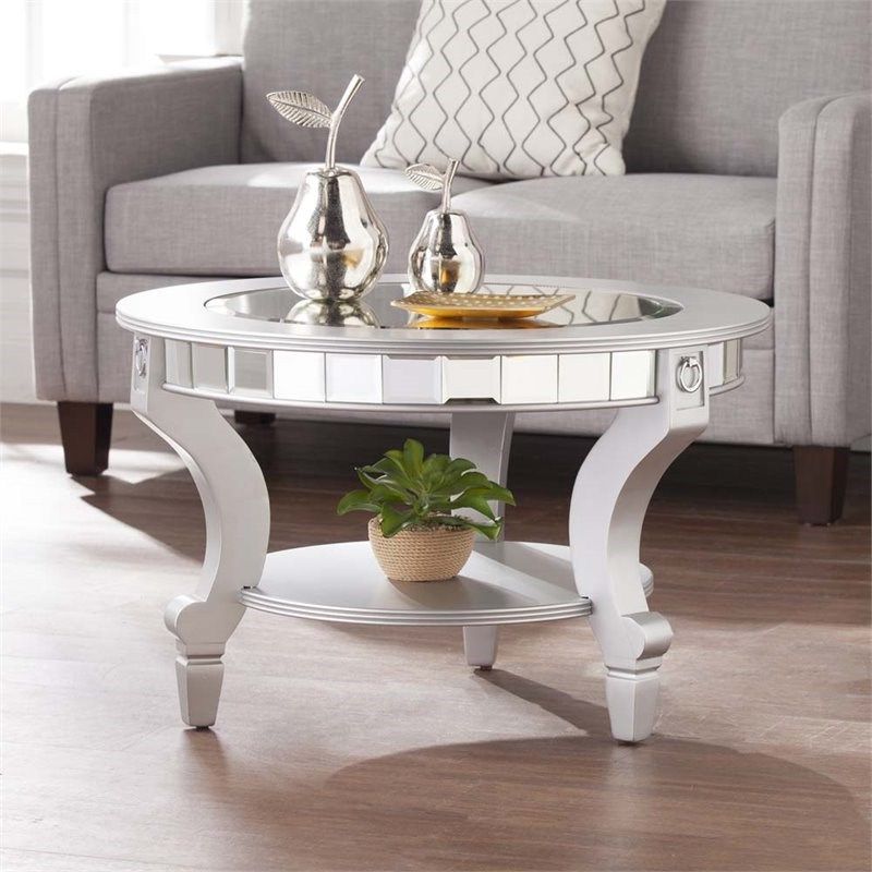 Well Liked Southern Enterprises Lindsay Glam Round Mirrored Coffee Table – Ck2380 Throughout Mirrored Coffee Tables (View 3 of 10)