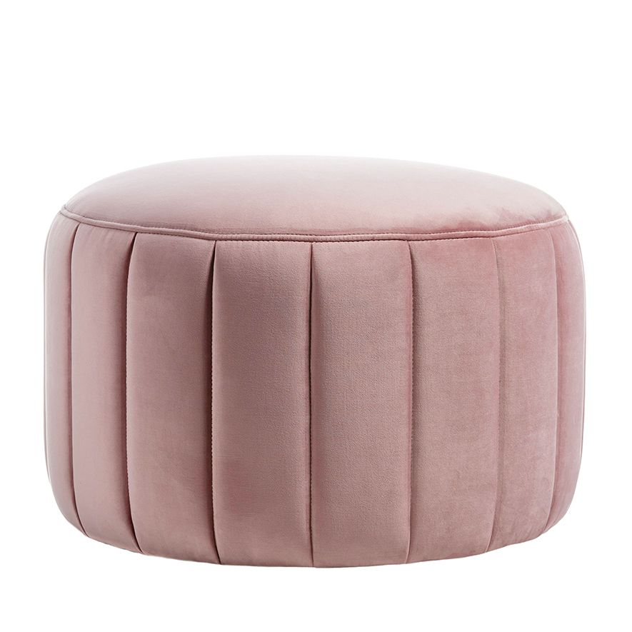 Well Liked Velvety Pink Ottoman – Centrepiece Furnishing I Sofa Reupholstery Regarding Pink Fabric Banded Ottomans (View 5 of 10)